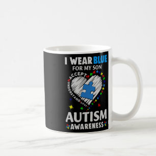 Herz trage ich Blau für mein Sohn Autismus Bewusst Kaffeetasse