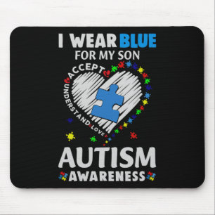 Herz trage ich Blau für mein Sohn Autismus Bewusst Mousepad