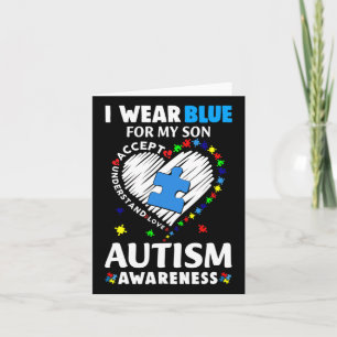 Herz trage ich Blau für meinen Sohn Autismus Sensi Karte