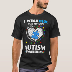 Herz trage ich Blau für meinen Sohn Autismus Sensi T-Shirt