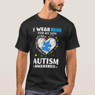 Herz trage ich Blau für meinen Sohn Autismus Sensi T-Shirt