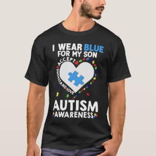 Herz trage ich Blau für meinen Sohn Autismus Sensi T-Shirt