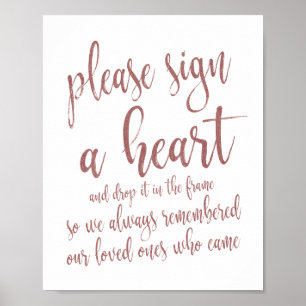 Herz-Tropfen-Gästebuch Roségold Glitter 8x10 Schil Poster