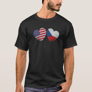 Herz Tschechien Amerikanische Flagge Patriotische T-Shirt