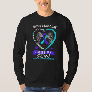 Herz Türkis Lila Ich Vermisse Meinen Sohn Selbstmo T-Shirt
