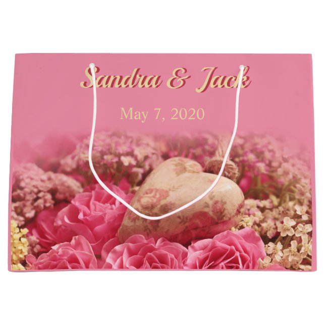 Herz u. BlumenBrautparty Große Geschenktüte (Vorderseite)