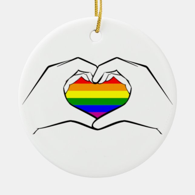 Herz übergibt Liebe LBGTQ+ STOLZ Verzierung Keramik Ornament (Vorne)