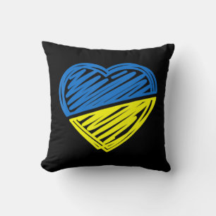Herz Ukraine Ich stehe mit ukrainischer Flagge Kissen