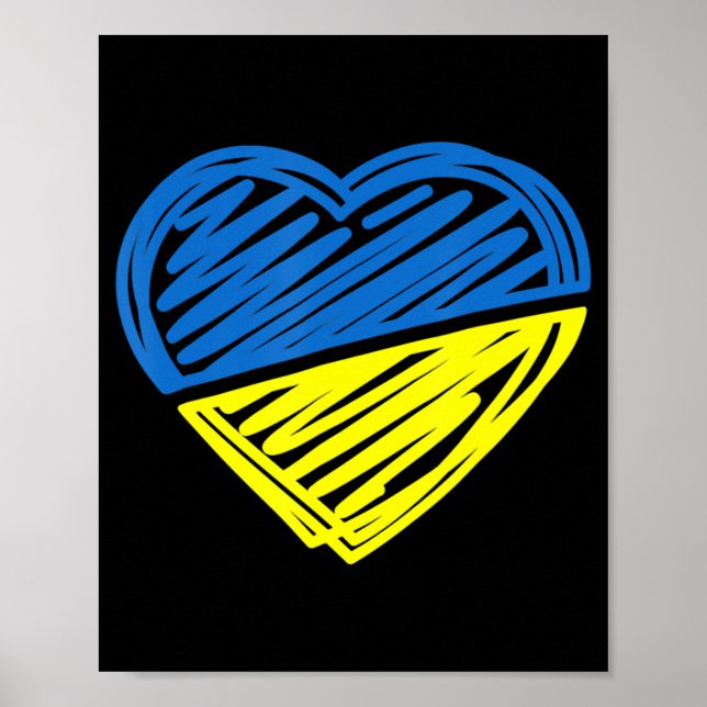 Herz Ukraine Ich stehe mit ukrainischer Flagge Poster (Vorne)