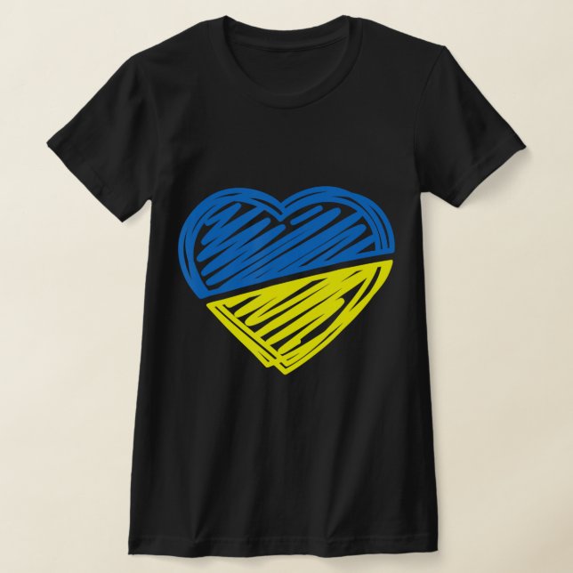 Herz Ukraine Ich stehe mit ukrainischer Flagge T-Shirt (Ablage )