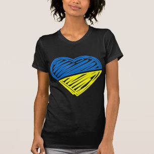Herz Ukraine Ich stehe mit ukrainischer Flagge T-Shirt