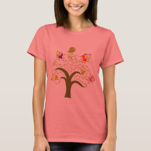 Herz und Birdie auf einem Niedlichen Baum T-Shirt