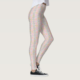 Herz und Blume gestreift gemusterte Leggings