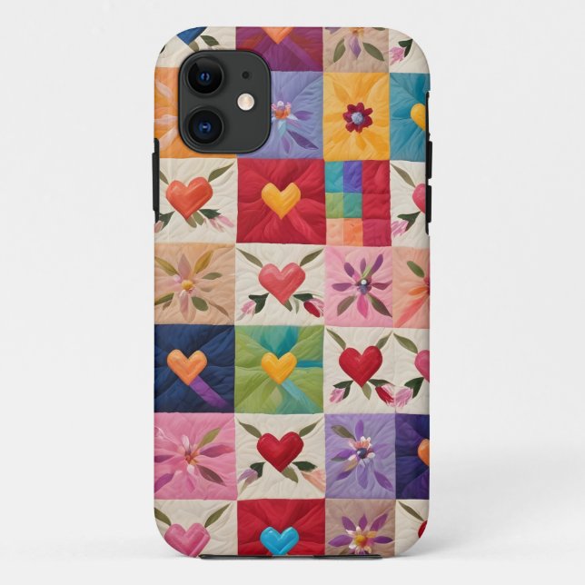 Herz und Blume quilt Case-Mate iPhone Hülle (Rückseite)
