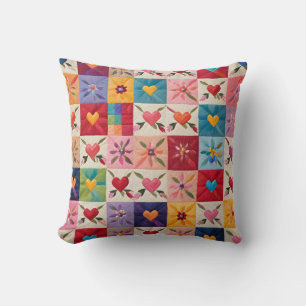 Herz und Blume quilt Kissen