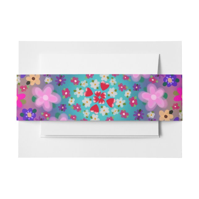 Herz und Blume Rosa Gelbes Wasser Hübsch Einladungsbanderole (Vorderseite Beispiel)