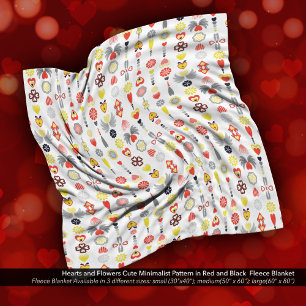 Herz und Blume Rot und Schwarz Niedlich Minimalist Fleecedecke
