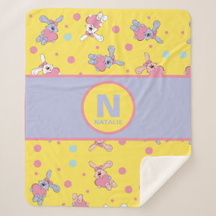 Herz und Bunne in Gelb und Rosa Mädchen Name Sherpadecke