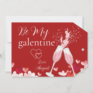 Herz und Champagner sind meine Galentinenkarte Feiertagskarte