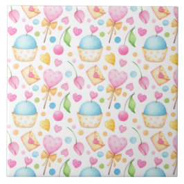 Herz und Cupcakes Delikates Wasserfarbenes Muster Fliese