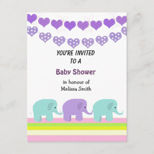 Herz und Elefanten Einladung zur Kinderdusche