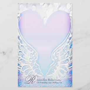 Herz und Engel Wings Monogram Stationery Briefpapier