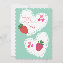 Herz und Erdbeeren Happy Valentines Day Feiertagskarte