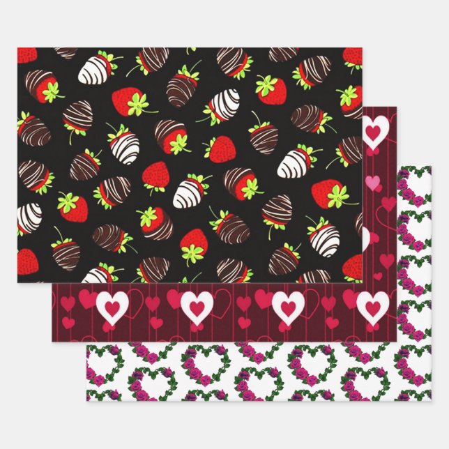Herz- und Erdbeerensammlung Geschenkpapier Set (Set)