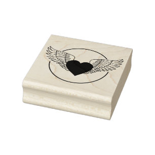 Herz und Flügel Gummistempel