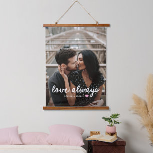 Herz und Foto in beliebiger Farbe Romantische Li Wandteppich Mit Holzrahmen
