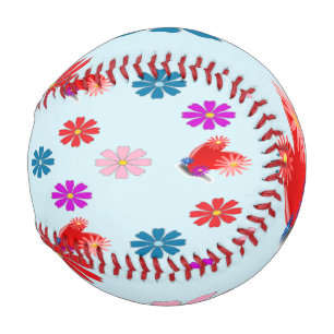 Herz und Gänse auf blau Baseball