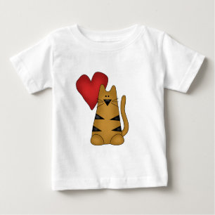 Herz und gestreifte Katzen-T-Shirts und Geschenke Baby T-shirt