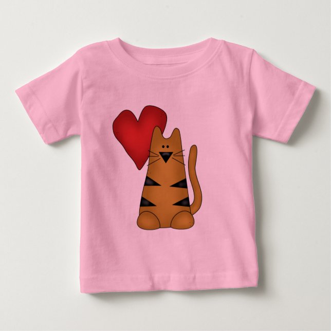 Herz und gestreifte Katzen-T-Shirts und Geschenke Baby T-shirt (Vorderseite)