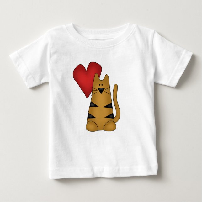 Herz und gestreifte Katzen-T-Shirts und Geschenke Baby T-shirt (Vorderseite)