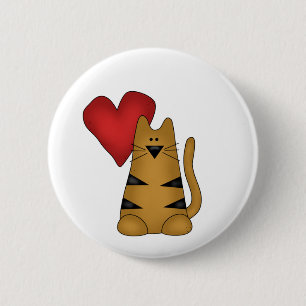 Herz und gestreifte Katzen-T-Shirts und Geschenke Button