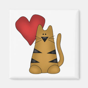 Herz und gestreifte Katzen-T-Shirts und Geschenke Magnet