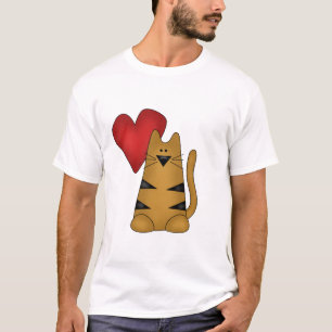 Herz und gestreifte Katzen-T-Shirts und Geschenke T-Shirt