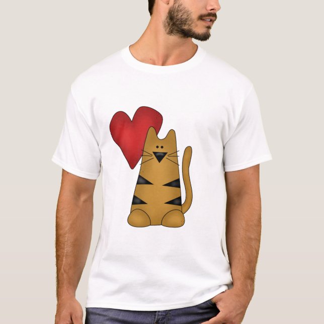 Herz und gestreifte Katzen-T-Shirts und Geschenke T-Shirt (Vorderseite)