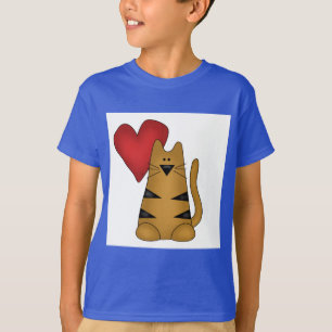 Herz und gestreifte Katzen-T-Shirts und Geschenke T-Shirt