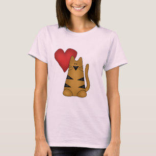 Herz und gestreifte Katzen-T-Shirts und Geschenke T-Shirt