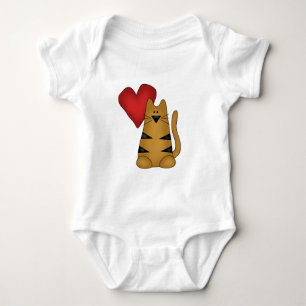 Herz und gestreifte Katzenhemden und -geschenke Baby Strampler