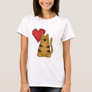 Herz und gestreifte Katzenhemden und -geschenke T-Shirt