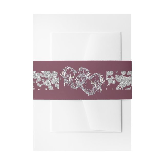 Herz und Glitzer - Lavendel Einladungsbanderole (Vorderseite Beispiel)