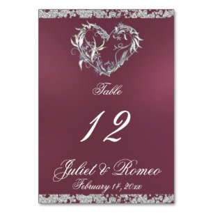 Herz und Glitzer - Lavendel Tischnummer