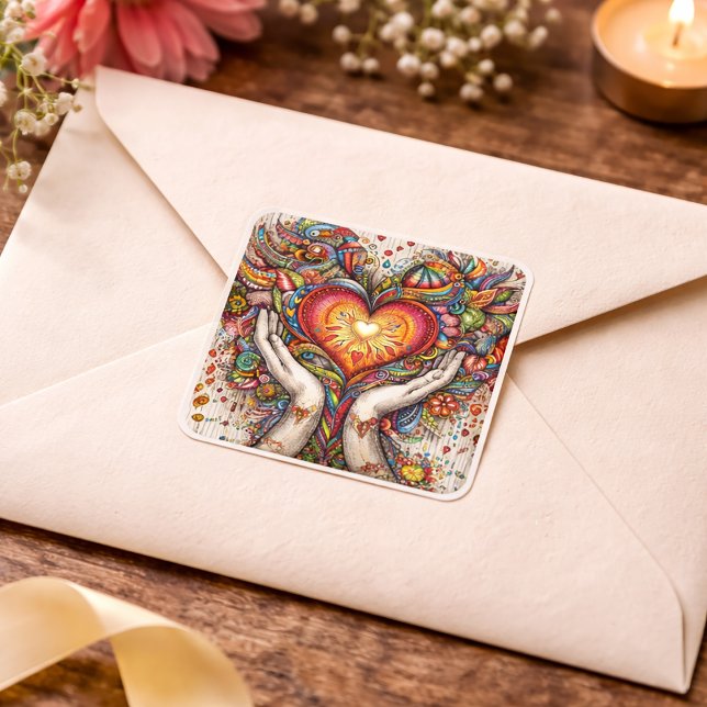 Herz und Hände Quadratischer Aufkleber (Von Creator hochgeladen)