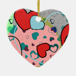 Herz und Herz Keramik Ornament