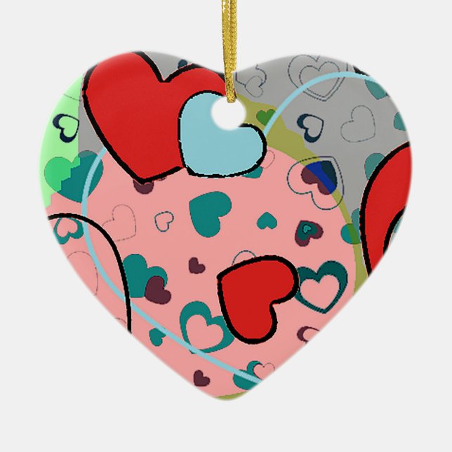 Herz und Herz Keramik Ornament (Vorne)