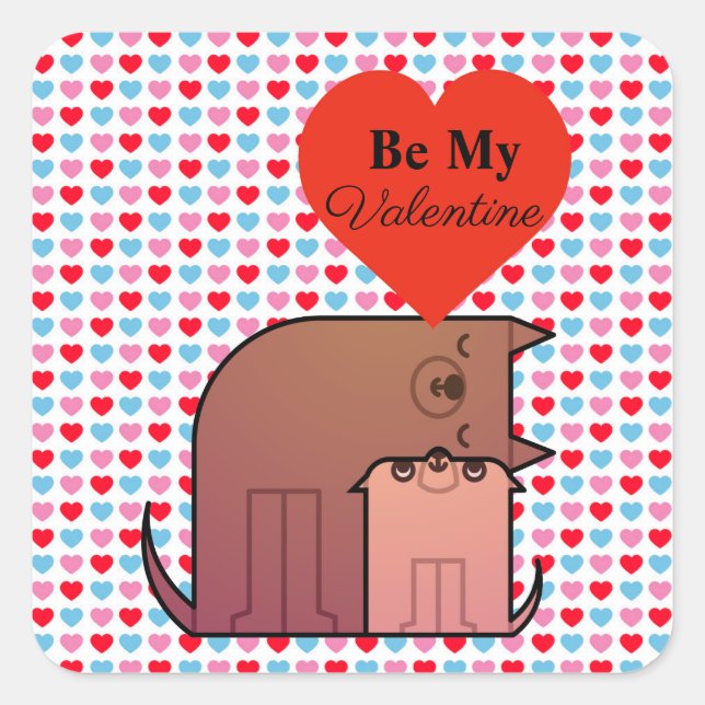 Herz- und Hundekleber Quadratischer Aufkleber (Vorderseite)