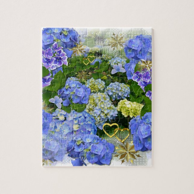 Herz und Hydrangeas Puzzle (Vertikal)
