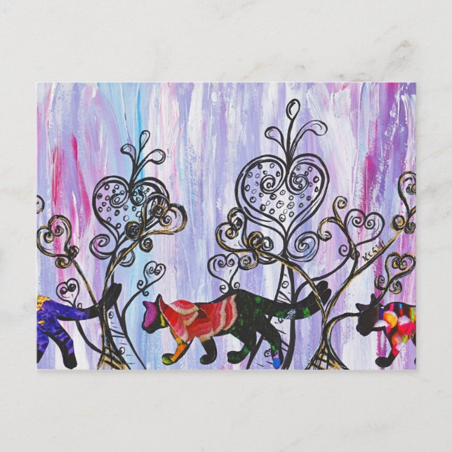Herz und Katze Postkarte (Vorderseite)